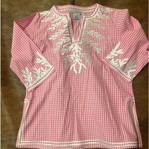 LN GRETCHEN SCOTT TUNIC PINK GINGHAM SZ L PERFECT FOR SPRING & SUMMER!!!